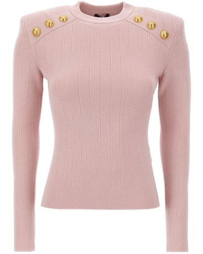 Balmain Pullover Mit Logo-Knopf - Pink