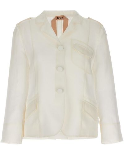N°21 Single-breasted Silk Blazer - White