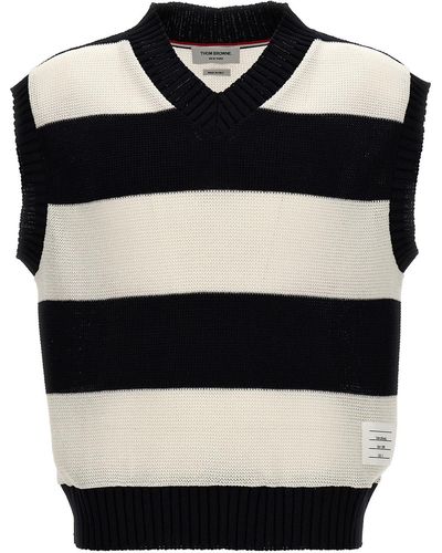 Thom Browne 'rugby Stripe' Vest - Black