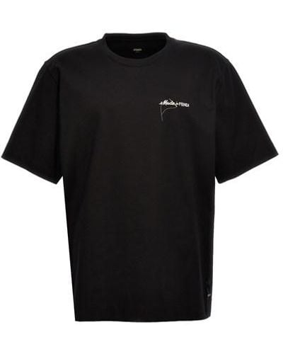Fendi Logo Embroidery T-shirt - Black
