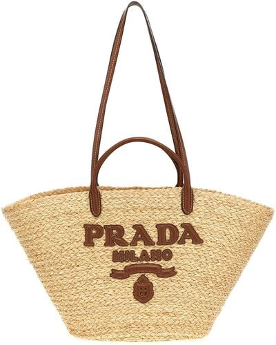 Prada Große Einkaufstasche Mit Logo - Mettallic