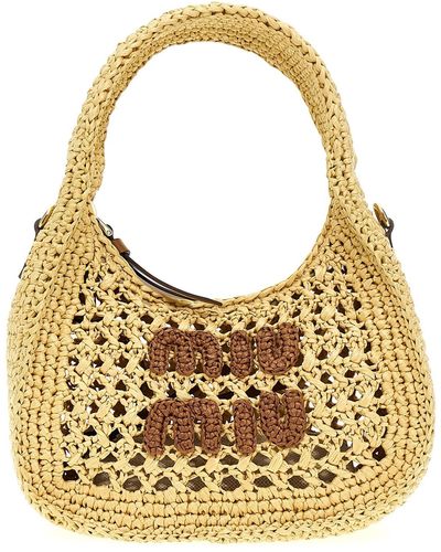 Miu Miu Crochet Logo Handbag - Metallic