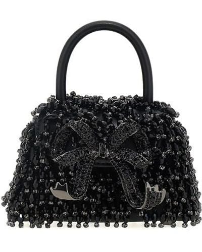 Self-Portrait 'black Embellished Micro Bow' Handbag