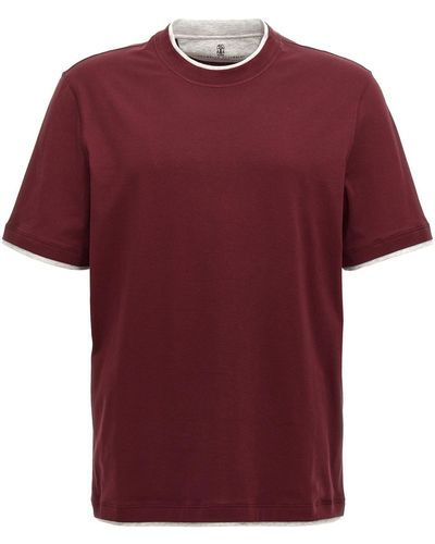 Brunello Cucinelli Mehrlagiges T-Shirt - Rot