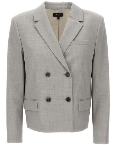 Theory Double-breasted Blazer - Grey