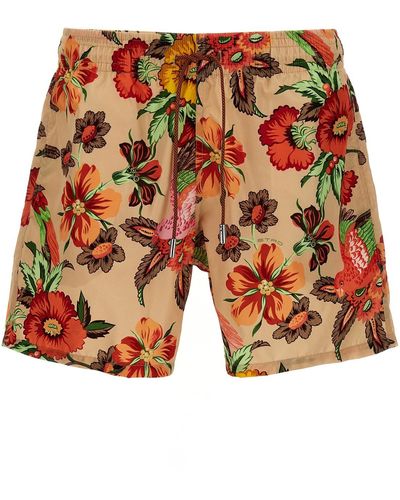 Etro Floral Print Swim Shorts - Red
