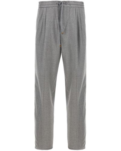 Brunello Cucinelli Front Pleat Trousers - Grey