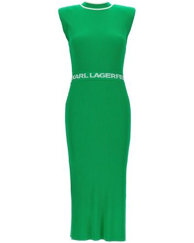 Karl Lagerfeld Kleid mit Logo-Bund - Grün