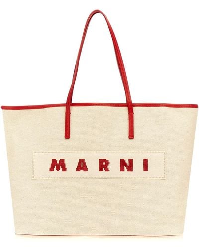 Marni Logo Canvas Shopping Bag - Pink