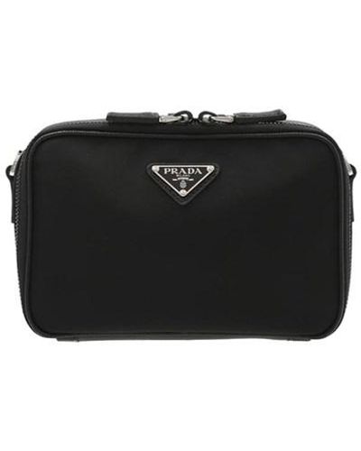 Prada Saffiano Nylon Pouch Crossbody Bag - Black