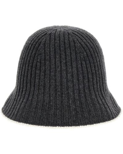 Brunello Cucinelli Ribbed Knit Bucket Hat - Black