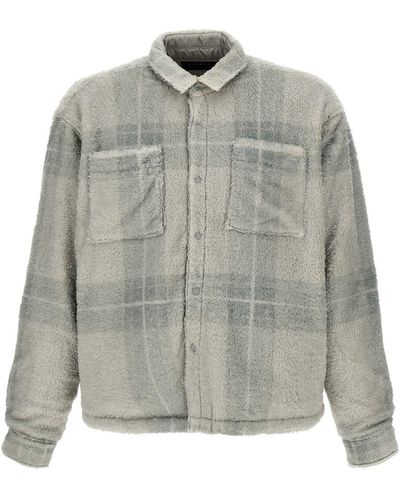 Stampd 'plaid Cropped Sherpa Buttondown' Jacket - Grey