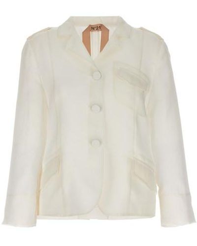 N°21 Single-breasted Silk Blazer - White