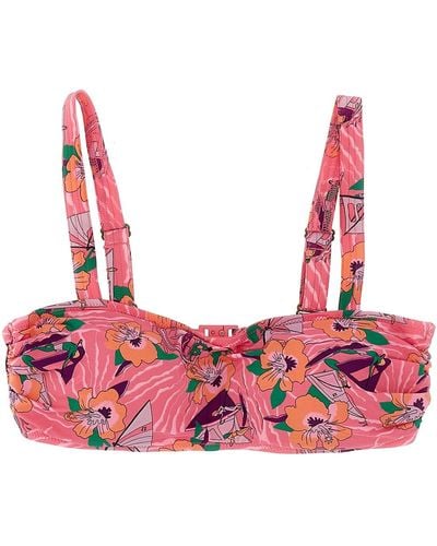 Love Stories Floral Print Bikini Top - Red