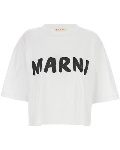 Marni Logo Print Cropped T-shirt - Multicolour