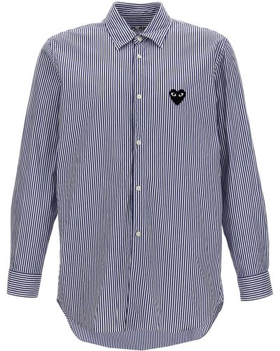 COMME DES GARÇONS PLAY Logo Patch Striped Shirt - Blue