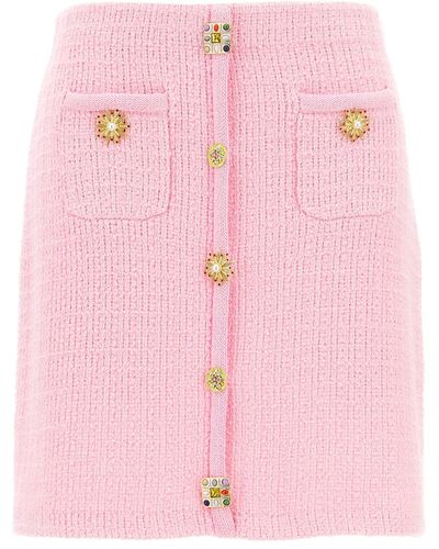 Self-Portrait 'Pink Jewel Button Knit Mini' Skirt
