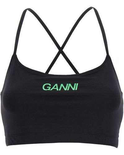 Ganni Logo Sports Top - Black