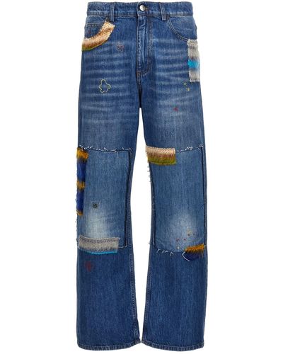 Marni Embroidery Jeans And Patches - Blue