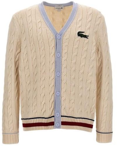 Lacoste Logo Patch Cardigan - Natural