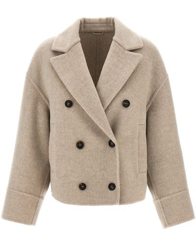 Brunello Cucinelli Double-breasted Short Coat - Natural