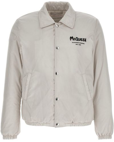 Alexander McQueen Logo Print Down Jacket - Natural