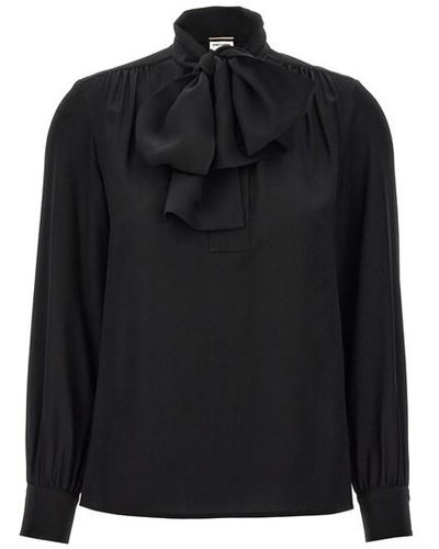 Saint Laurent Lavalliere Silk Shirt - Black