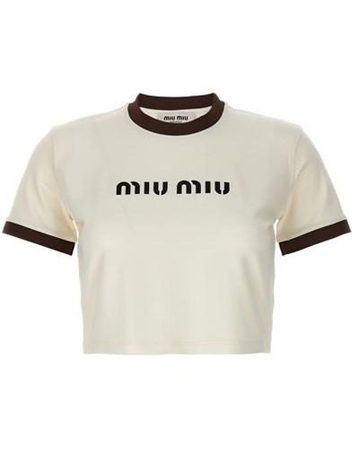 Miu Miu Logo T-shirt - Natural