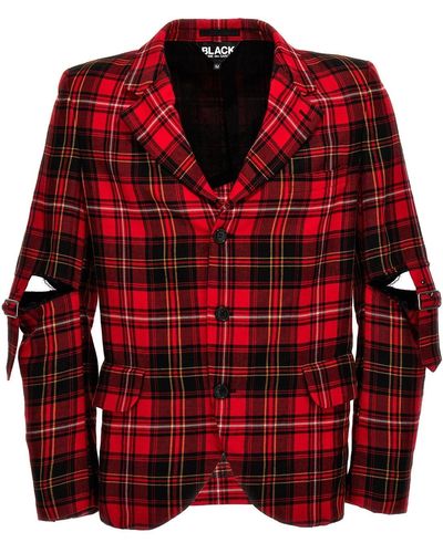 Comme des Garçons Check Single-breasted Blazer - Red