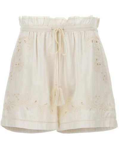 Twin Set Embroidery Shorts - White