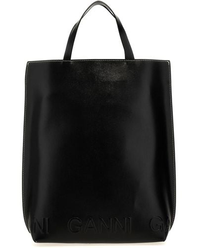 Ganni 'banner Medium' Shopping Bag - Black