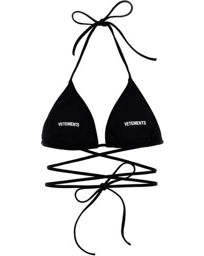Vetements Bikini-Top "Logo" - Schwarz