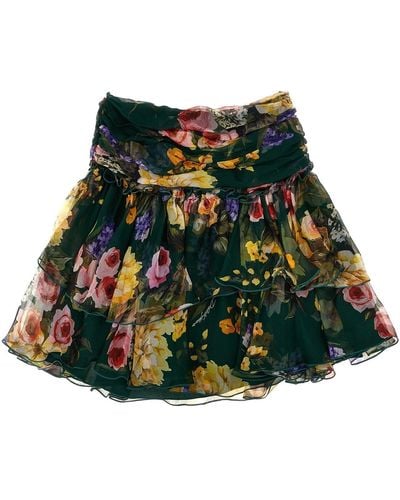 Dolce & Gabbana Floral Chiffon Skirt - Green