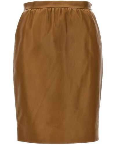 Saint Laurent Leather Skirt - Brown