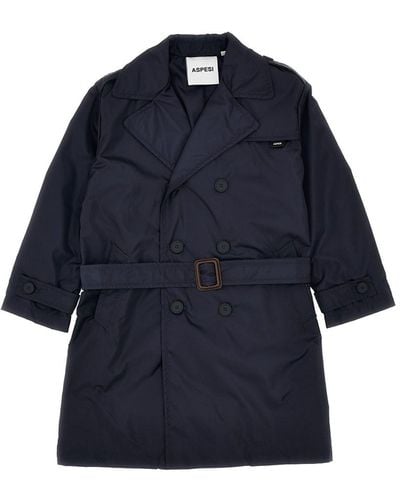 Aspesi Double-breasted Trench Coat - Blue