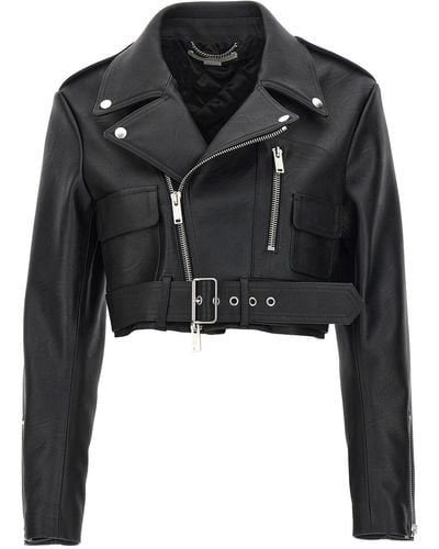 Stella McCartney Cropped Biker Jacket - Black