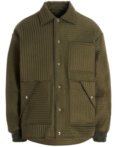 Khrisjoy 'chore Quilted Stripes' Down Jacket - Green