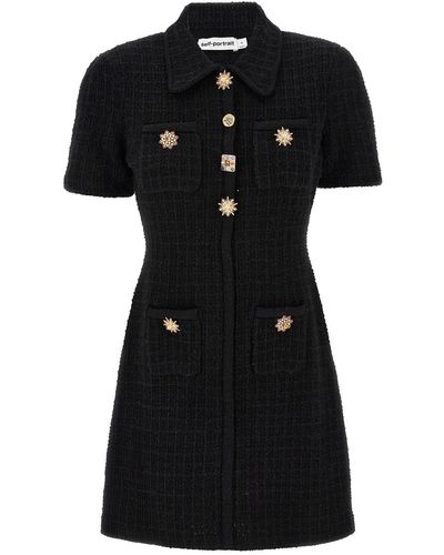Self-Portrait 'Black Jewel Button Knit Mini' Dress - Schwarz