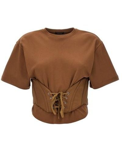 Mugler T-shirt corsetto - Marrone