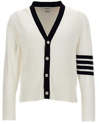 Thom Browne 'placed Baby Cable' Cardigan - White