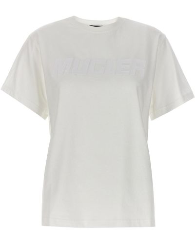 Mugler Gummiertes T-Shirt Mit Logo - Weiß