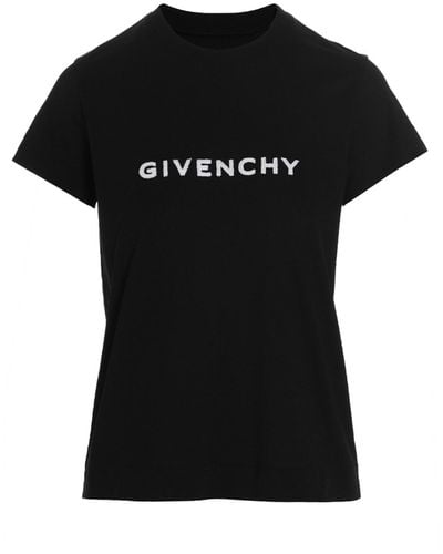 Givenchy T-Shirt Aus Samt Mit Logo - Schwarz