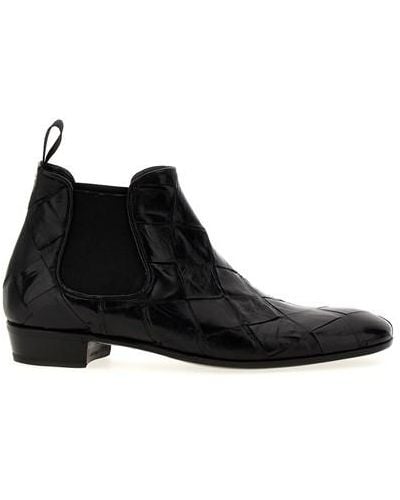 Lidfort Braided Leather Ankle Boots - Black