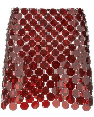 Rabanne Plastic Sequin Skirt - Red
