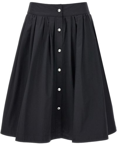Moschino Jewel Button Nylon Blend Skirt - Black