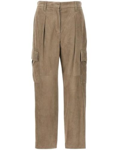 Brunello Cucinelli Pantalone suede - Neutro