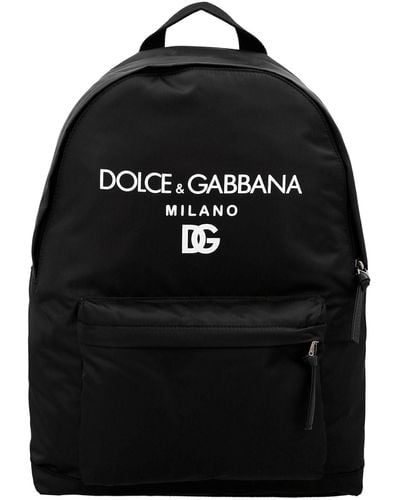 Dolce & Gabbana Rucksack Aus Nylon Mit Logo - Schwarz