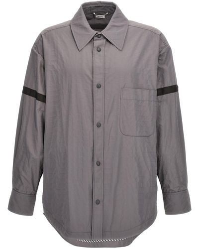 Thom Browne 'snap Front' Overshirt - Grey