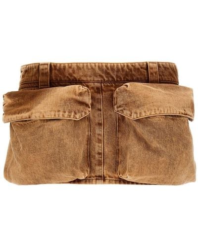 Miu Miu Minirock mit aufgesetzten Taschen - Braun