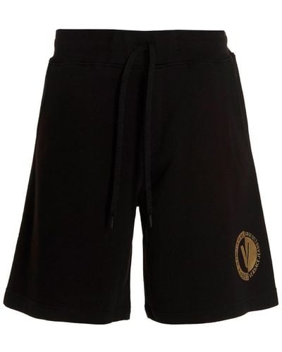 Versace Logo Print Bermuda Shorts - Black